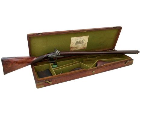 30inch sighted browned damascus barrels inlaid in gold Gasquoine &amp; Dyson, Manchester, the gold lined breech decorated wit