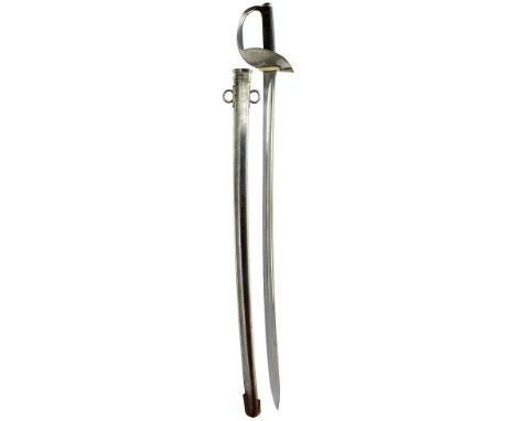 85.25cm curved fullered blade with various Ordnance stamps and dates to the forte, regulation steel hilt with half bowl guard