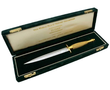 17.5cm clean blade by Wilkinson etched with various motifs and legends, contained in its presentation case complete with cert