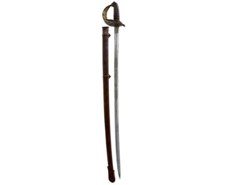 82.5cm curved fullered blade etched with scrolling foliage, crowned VR cypher and crowned laurel wreath with THE PRINCESS ROY