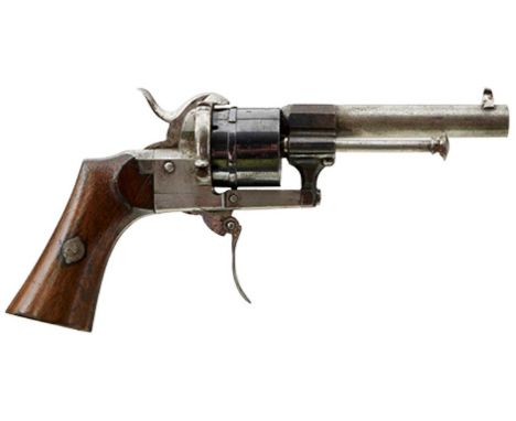 3.5inch sighted barrel with proof marks for the Quai Fragnee Works in Liege, blued cylinder, serial no. 115493 to the left si