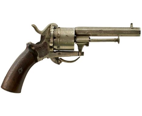 3.5inch sighted octagonal plated barrel, plated cylinder and frame, loading gate on the right side, folding trigger, two-piec