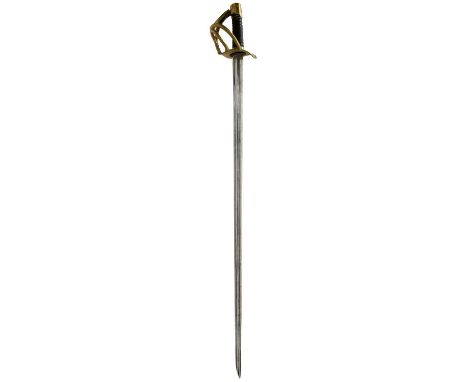 96.75cm double fullered blade with hatchet point, dated 1815 on the back edge, regulation four-bar brass hilt stamped VERSAIL