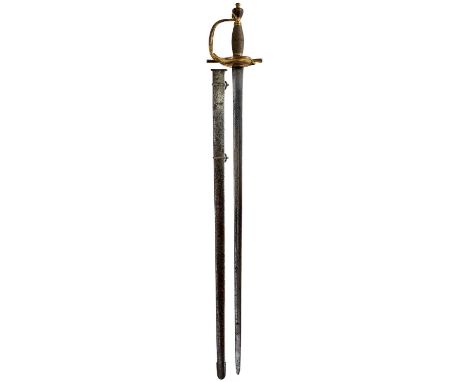80.5cm flattened diamond section fullered blade incised J.J. RUNKEL SOLINGEN to either side, regulation gilt hilt with heart-