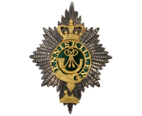 the white metal faceted rayed star with battle honours in surround, crowned pierced gilt garter ENNISKILLEN with central stru