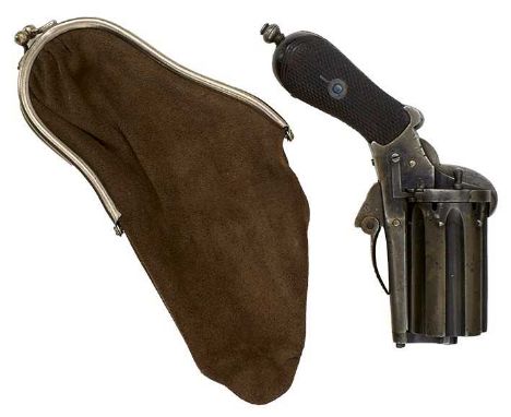 2inch fluted cylinder with traces of original colour and Birmingham proof marks, folding trigger, chequered two-piece wooden 