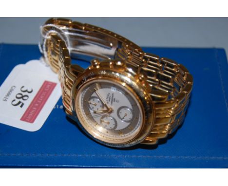 A gents Rotary gilt metal cased chronograph wristwatch, quartz movement, and 50 metres water resistant, with box and papers 