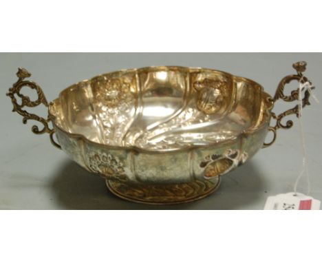 A late Victorian and embossed twin handled pedestal sweetmeat dish, 4.2oz  Condition Report / Extra Information Some light su