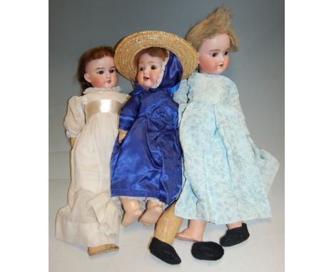 Three early 20th century bisque headed dolls to include; Armand Marseilles and Heubach Koppelsdorf Condition Report / Extra I