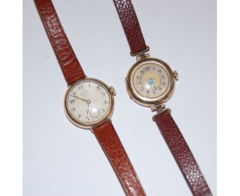 A JW Benson 9ct gold cased ladies wristwatch with manual wind movement; and one other (2) 