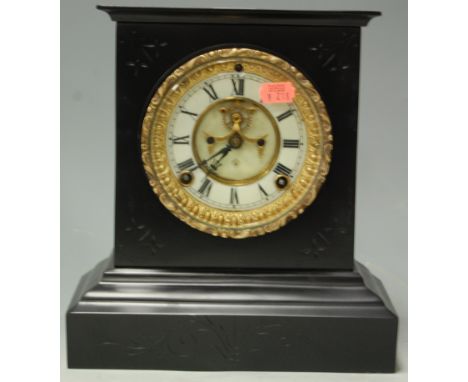 A circa 1900 *** CAST METAL *** mantel clock having outside count wheel