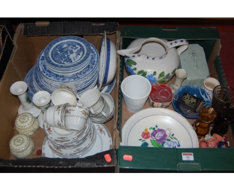 Two boxes of mixed ceramics to include Poole, Wedgwood, and Royal Doulton