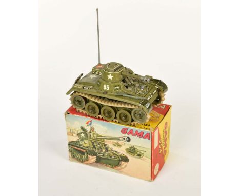   Gama, Panzer 654, W.-Germany, Blech, Motor ok, Ketten Haken, Okt Z 1-2, optisch sehr guter Zustand        Gama, Tank 654, W