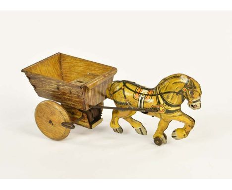   Marx, Pferdefuhrwerk, USA, 24 cm, Blech, UW ok, LM, Z 3+        Marx, Horse Carriage, USA, tin, cw ok, paint d., C 3+      