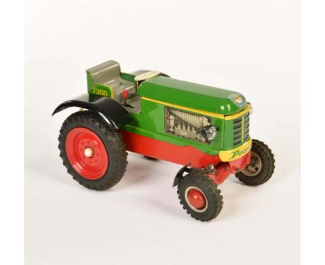   Arnold, Traktor 7300, W.-Germany, 18,5 cm, Blech, Bat. Antrieb ok, Z 1-        Arnold, Tractor 7300, W.-Germany, tin, bat. 