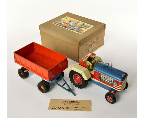   Gama, Traktor 185 elektrisch, W.-Germany, 43 cm, Blech, min. LM, Okt Z 1-2, Z 1-2        Gama, Tractor 185 electrical, W.-G