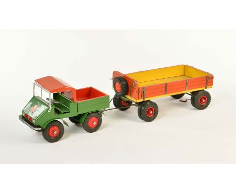   Steiff, Unimog mit Anhänger, W.-Germany, 60 cm, GemBw, Unimog restauriert, bitte besichtigen        Steiff, Unimog  with Tr