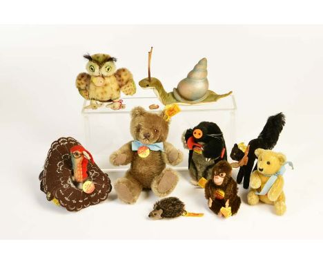   Steiff, Konvolut Tiere, W.-Germany, meist mit Schild + Z 1        Steiff, Bundle Animals, W.-Germany, mostly with sign + C 