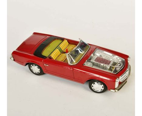   Bandai, Mercedes 250 SL Cabriolet, Japan, 25 cm, Blech, Bat. Antrieb ok, sichtbarer Motor, Z 1-        Bandai, Mercedes 250