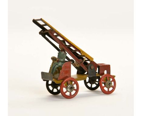   Fischer, Penny Toy Feuerwehr Leiterwagen, Germany VK, 8 cm, Blech        Fischer, Penny Toy Fire Engine with Ladder, German