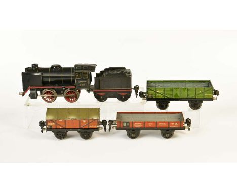   Märklin, Lok R 880 + 3 Wagen, Germany, Spur 0, Blech, UW ok, Z 1-        Märklin, Loco R 880 + 3 Wagons, Germany, gauge 0, 