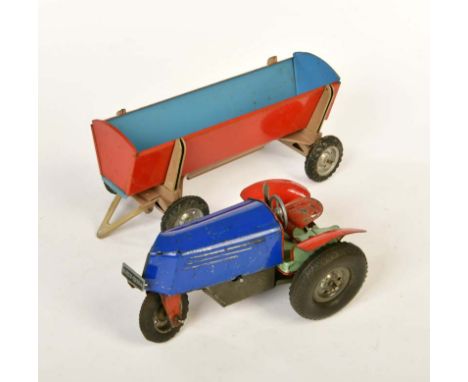   Erco, Traktor mit Anhänger, US Z. Germany, 45 cm, Blech, UW ok, LM, Z 2-3        Erco, Tractor with Trailer, US Z. Germany,