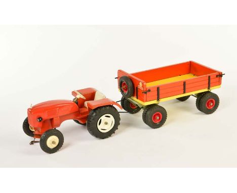   Steiff, Traktor mit Anhänger, W.-Germany, 56 cm, GemBw, min. LM, Z 2        Steiff, Tractor with Trailer, W.-Germany, mixed