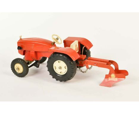   Steiff, Traktor mit Pflug, W.-Germany, 36 cm, GemBw, min. LM, teilw. farblich ausgebessert        Steiff, Tractor with Plou