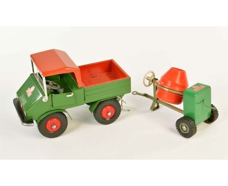   Steiff, Unimog + Betonmischer, W.-Germany, 20 + 23 cm, GemBw, teilw. restauriert, bitte besichtigen        Steiff, Unimog +
