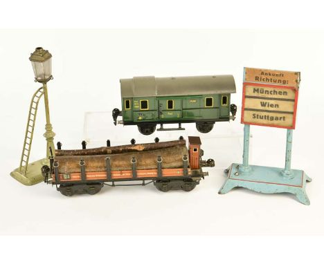   Märklin u.a., 2 Wagen, Richtungsanzeiger + Lampe, Germany VK, Spur 0, teilw. LM        Märklin a.o., 2 Wagons, Direction In