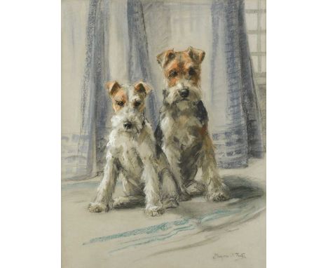 Marjorie Porter (20th century) 
Terrierssigned 'Marjorie M Porter' (lower right)pastel on paper54 x 42cm

Light undulations t