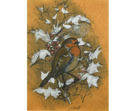 § Charles Frederick Tunnicliffe, RA (1901-1979) Robinsigned lower centre 'C F Tunnicliffe'pencil and coloured chalks heighten