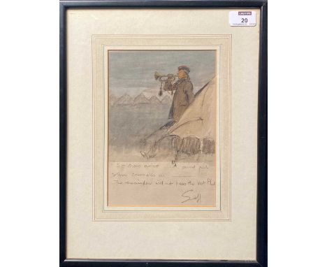§ Charles Johnson Payne 'Snaffles' (1884-1967) Soldiers Arise....signed and inscribed with title watercolour and charcoal23.5