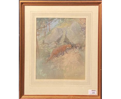 George Denholm Armour (1864-1949) "The Earth Stopped"signed lower rightwatercolour on linen29 x 24cm; framed 46 x 40cmLight u