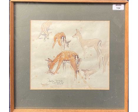 § Eric Arnold Roberts Ennion (1900-1981) A pair of studies of fellow fawnssigned, inscribed and dated 71watercolour and penci
