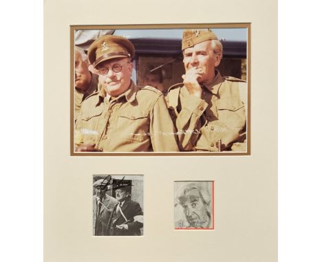 Dad's Army Signed Vintage Cut Pictures Of Arthur Lowe and John Le Mesurier With 15x17 Mounted Photo Display. Good condition. 