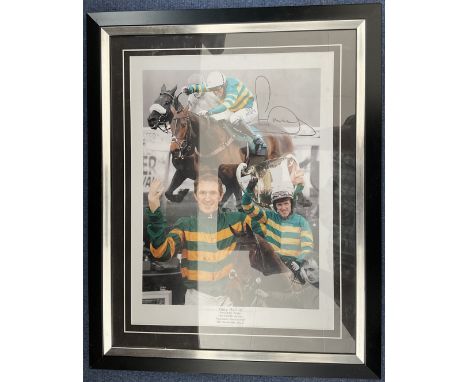 Horse Racing Tony McCoy signed 21x17 overall framed and mounted colour montage print celebrating his 4000 winner at Towcester