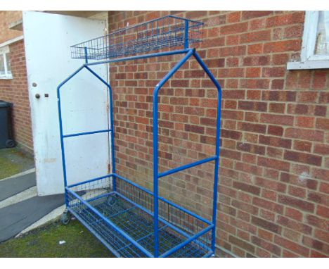 An industrial style cloak room rail, 152cm x 187 x 62