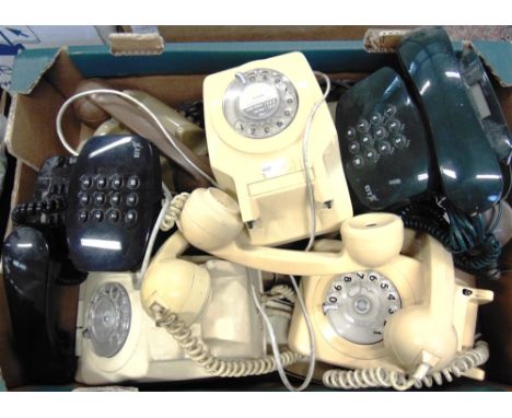 FIVE G.P.O. RING-DIAL TELEPHONES  together with two push-button telephones, (7).