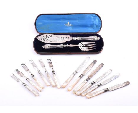 
	
		Y&nbsp;A CASED PAIR OF VICTORIAN SILVER FISH SERVERS
		WILLIAM ROBERT SMILY, LONDON 1858
		The blade pierced and engrave
