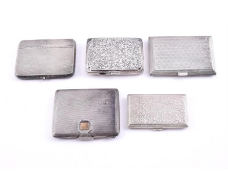 
	
		FIVE SILVER CIGARETTE CASES
		To include: a rectangular cigarette case by Cornelius Desormeaux Saunders &amp; James Fran