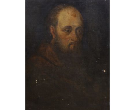 19th century English School, oil on canvas, Portrait of a gentleman thought to be Dante Rossetti, 62 x 50cm, unframed