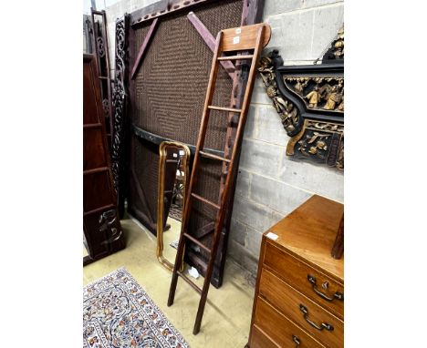 A 19th century provincial pine library ladder, height 184cm