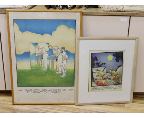 Glen Baxter (b.1944), two limited edition prints, 'Mr Unwin often gave me advice on how to distract the bowler', 67/200, and 