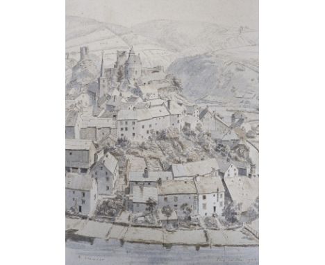 R. Schwabe, ink and watercolour, 'Eset-Sur Suze', signed and dated 1936, 41 x 30cm