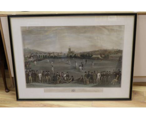 Phillips after Drummond and Basebe, coloured lithograph, 'The Cricket Match Between Sussex and Kent at Brighton', 60 x 91cm