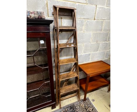 A vintage pine Hatherley step ladder, height 178cm