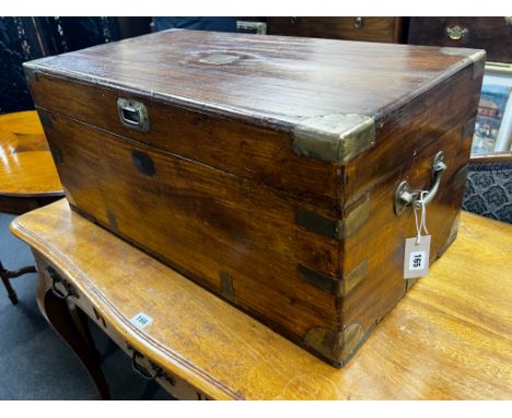 A small 19th century brass bound camphorwood trunk, length 74cm, depth 38cm, height 33cm