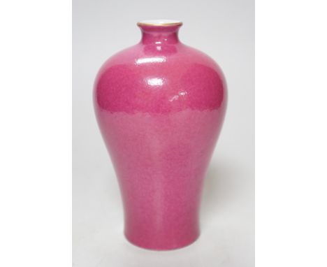 A Chinese ruby glazed meiping, 17cm
