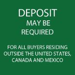 BUYERS LOCATED OUTSIDE THE UNITED STATES, CANADA, OR MEXICO WILL BE REQUIRED TO PROVIDE A DEPOSIT